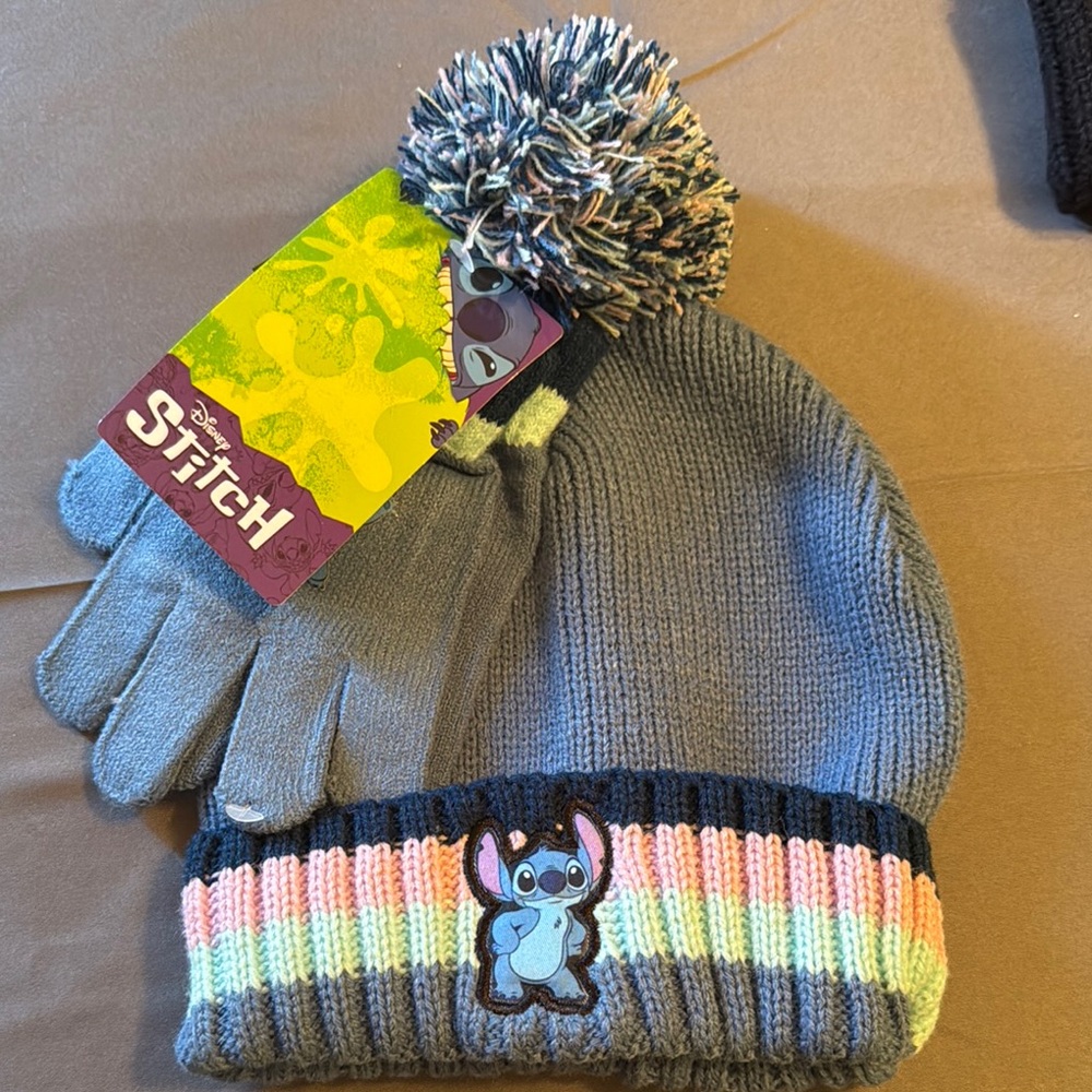 Stitch Beanie and gloves for kids
